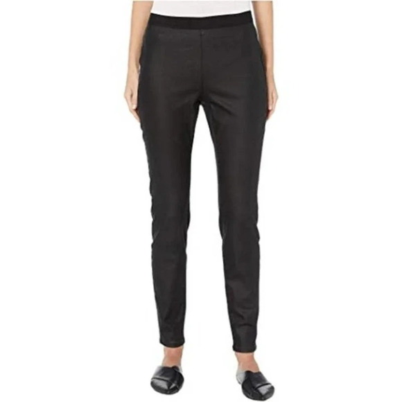 Eileen Fisher Black Pull On‎ Coated Organic Cotton Leggings Size XL - Picture 1 of 9